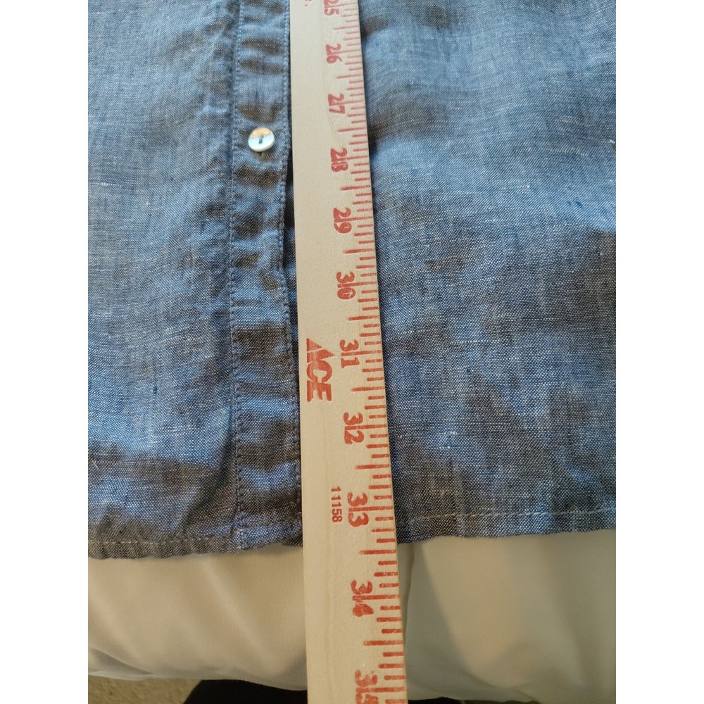Tahari Tunic Women's Size L Blue Linen Button-Down Tunic long sleeve - Picture 8 of 8